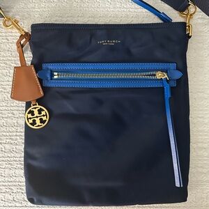 Tory Burch Navy and Blue Crossbody Bag